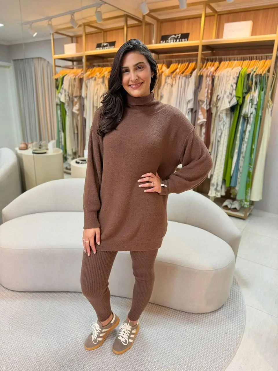 Calça fio pluma marrom