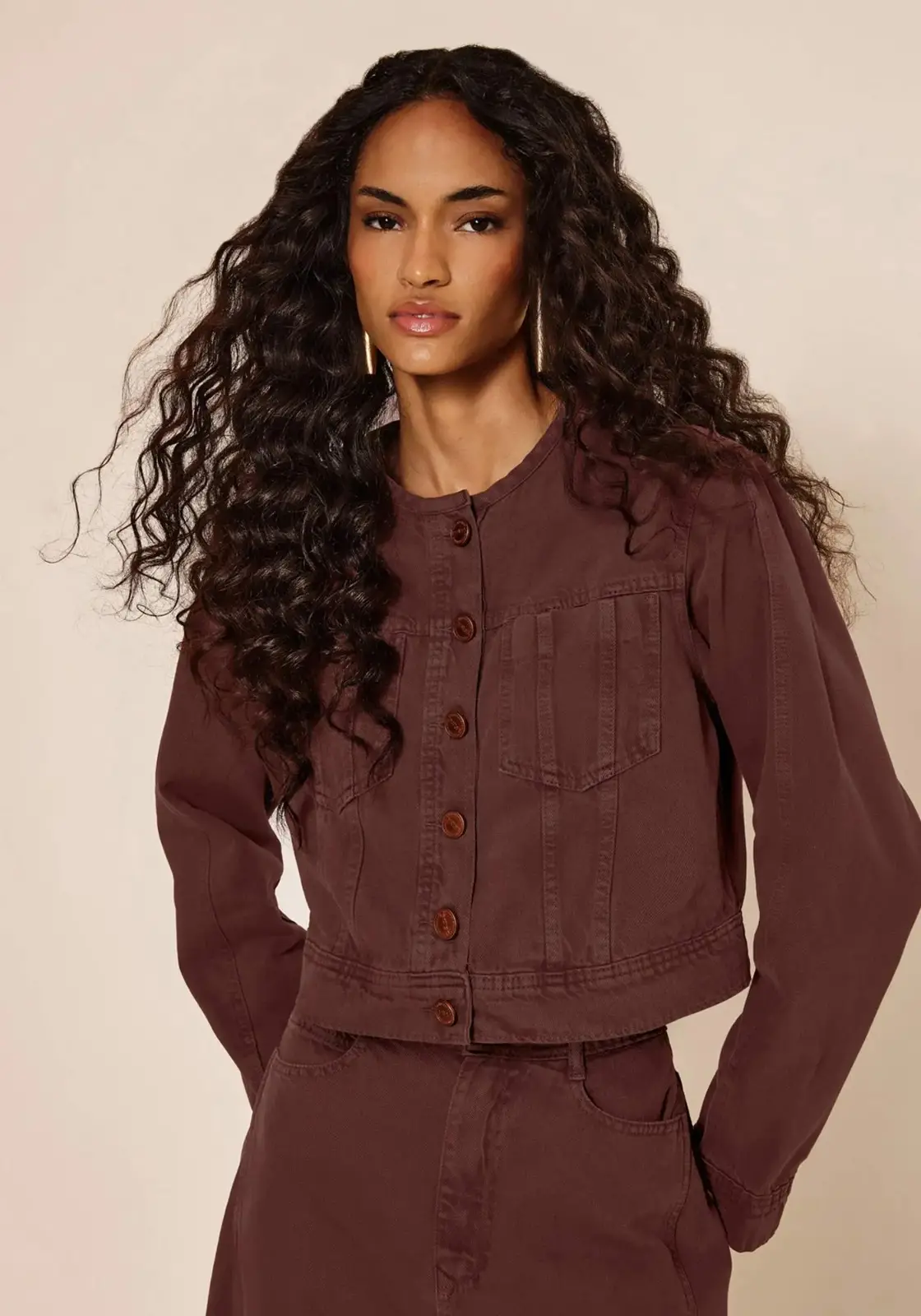 Jaqueta lez a lez marrom