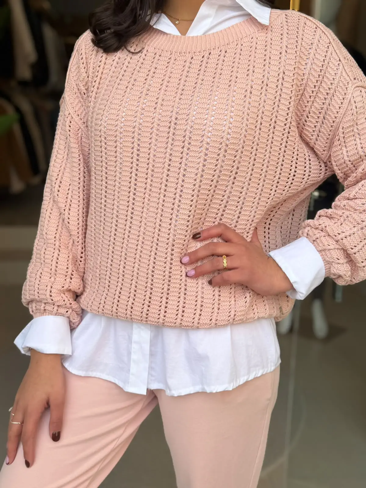 Blusa rosa furada 1